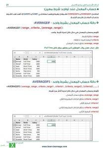 دالة المعدل AVERAGEIF بشرط واحد