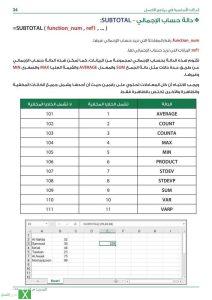 دالة SUBTOTAL للحساب الاجمالي