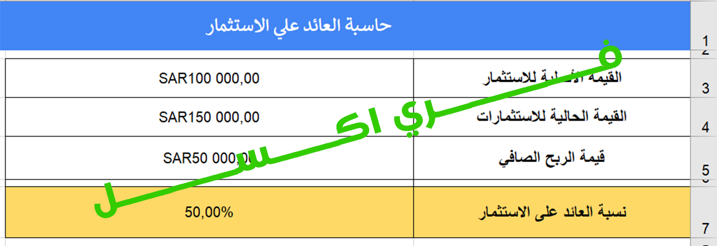حساب العائد على الاستثمار 1